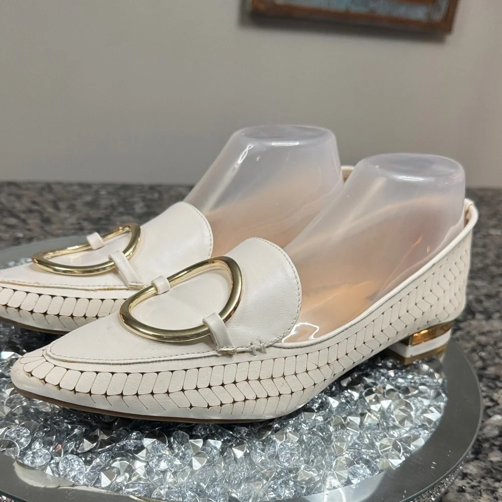 Jones New York White Loafers with Gold Accents EUC 11W